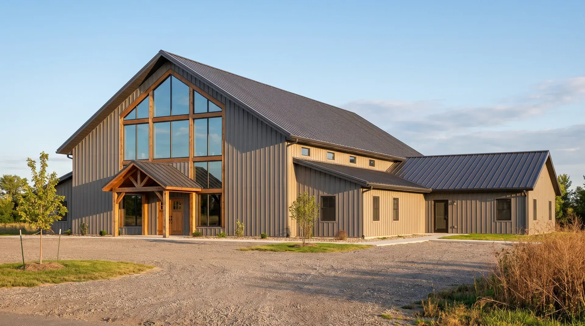 Post-frame church pole barn concept by Orton Companies in Minnesota