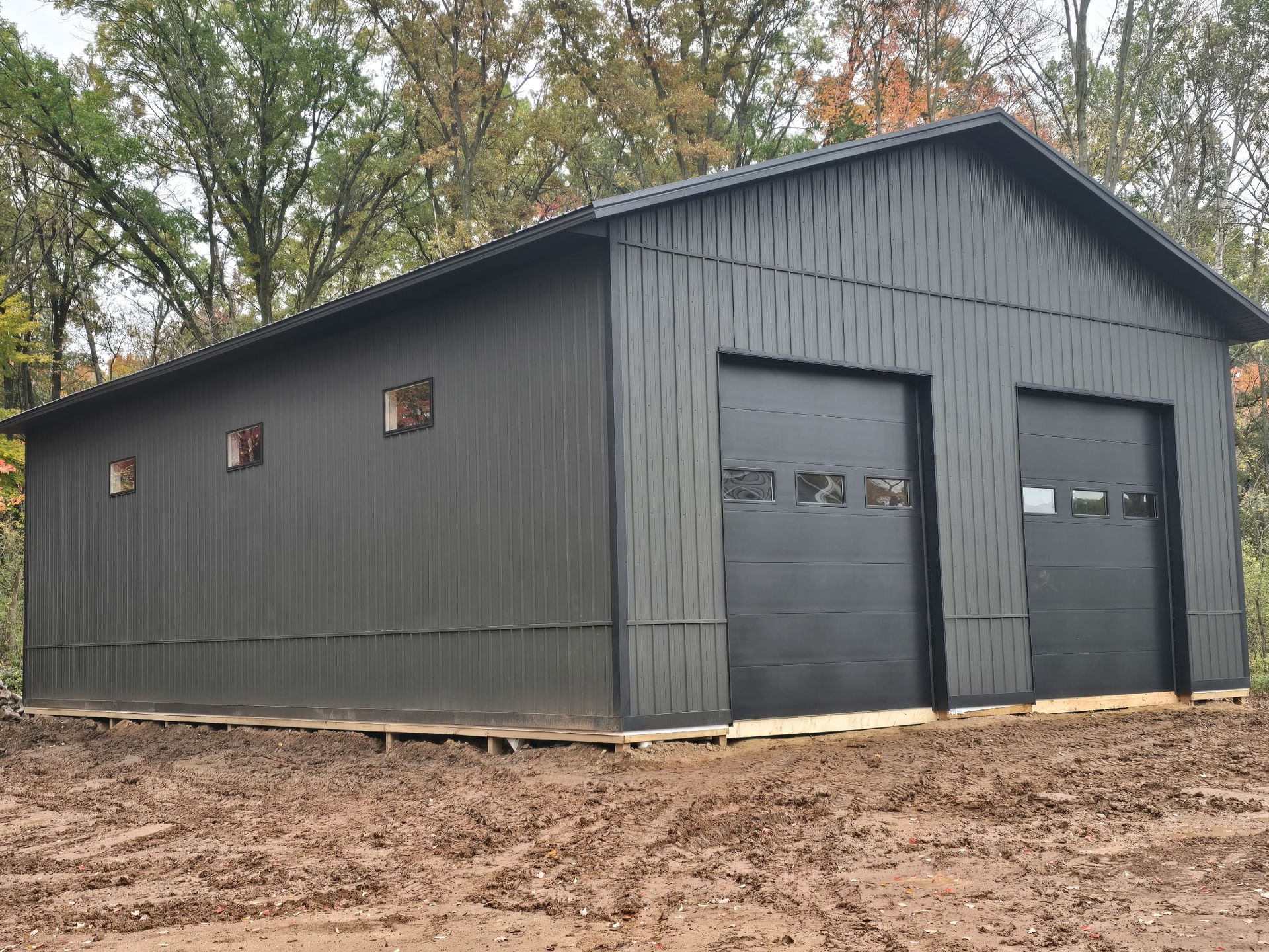 Fully constructed pole barn ready for finish details