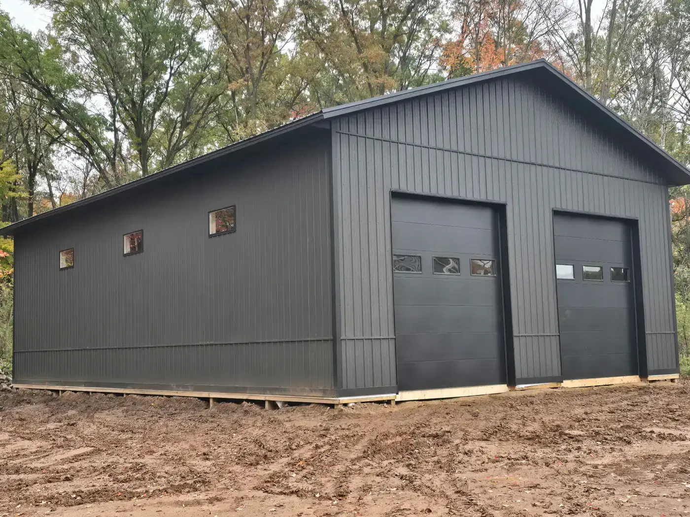 Fully constructed pole barn ready for finish details