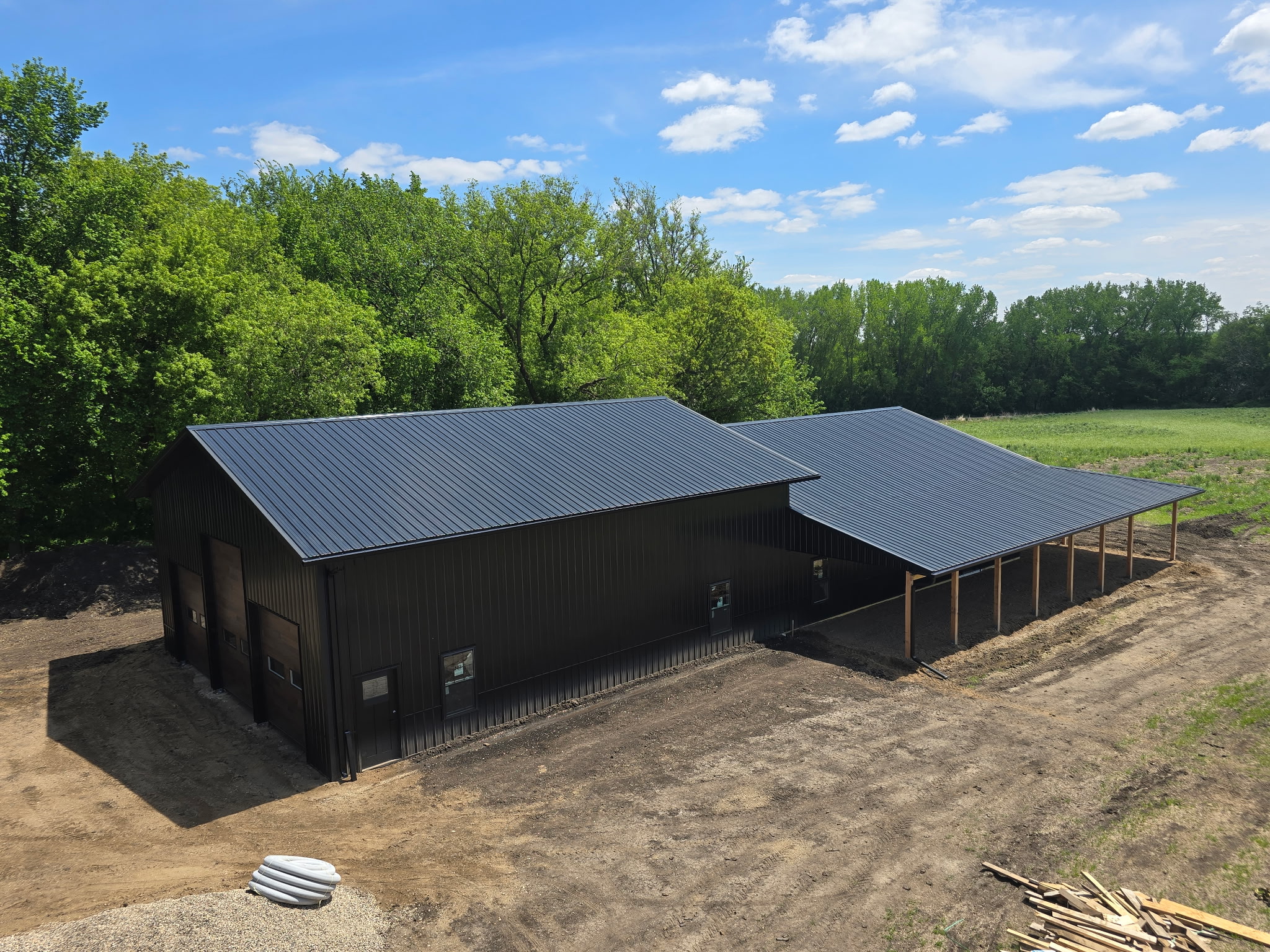 Premium pole barn built by Orton Companies